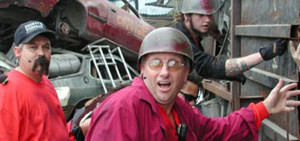 Jack Bennett on the set of the hit TV show Junkyard Wars.